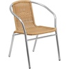 image:imageFlash Furniture 275 Round Aluminum IndoorOutdoor Table Set with 2 Dark Brown Rattan ChairsBeige