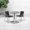 image:imageFlash Furniture 275 Round Aluminum IndoorOutdoor Table Set with 2 Dark Brown Rattan ChairsBlack