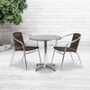 image:imageFlash Furniture 275 Round Aluminum IndoorOutdoor Table Set with 2 Dark Brown Rattan ChairsDark Brown