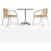 image:imageFlash Furniture 275 Square Aluminum IndoorOutdoor Table Set with 2 Dark Brown Rattan ChairsBeige