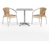 image:imageFlash Furniture 275 Square Aluminum IndoorOutdoor Table Set with 2 Dark Brown Rattan ChairsBeige