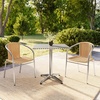 image:imageFlash Furniture 275 Square Aluminum IndoorOutdoor Table Set with 2 Dark Brown Rattan ChairsBeige