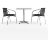 image:imageFlash Furniture 275 Square Aluminum IndoorOutdoor Table Set with 2 Dark Brown Rattan ChairsBlack