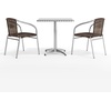 image:imageFlash Furniture 275 Square Aluminum IndoorOutdoor Table Set with 2 Dark Brown Rattan ChairsDark Brown