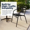 image:imageFlash Furniture 275 Square Aluminum IndoorOutdoor Table Set with 2 Slat Back ChairsBlack