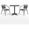 image:imageFlash Furniture 275 Square Aluminum IndoorOutdoor Table Set with 2 Slat Back ChairsBlack