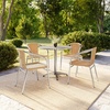 image:imageFlash Furniture 315 Round Aluminum IndoorOutdoor Table Set with 4 Dark Brown Rattan ChairsBeige