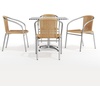 image:imageFlash Furniture 315 Square Aluminum IndoorOutdoor Table Set with 4 Dark Brown Rattan ChairsBeige