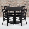 image:imageFlash Furniture 36 Round Black Laminate Table Set with Round Base and 4 Ladder Back Metal Chairs  Black Vinyl SeatBlack TopBlack Vinyl Seat