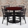 image:imageFlash Furniture 36 Round Black Laminate Table Set with Round Base and 4 Ladder Back Metal Chairs  Black Vinyl SeatMahogany TopBlack Vinyl Seat