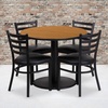 image:imageFlash Furniture 36 Round Black Laminate Table Set with Round Base and 4 Ladder Back Metal Chairs  Black Vinyl SeatNatural TopBlack Vinyl Seat