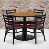 image:imageFlash Furniture 36 Round Black Laminate Table Set with Round Base and 4 Ladder Back Metal Chairs  Black Vinyl SeatNatural TopBurgundy Vinyl Seat