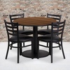 image:imageFlash Furniture 36 Round Black Laminate Table Set with Round Base and 4 Ladder Back Metal Chairs  Black Vinyl SeatWalnut TopBlack Vinyl Seat