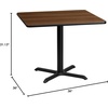 image:imageFlash Furniture 36 Square Natural Laminate Table Top with 30 x 30 Table Height BaseWalnut