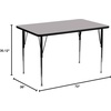 image:imageFlash Furniture 36W x 72L Rectangular Oak Thermal Laminate Activity Table  Standard Height Adjustable LegsGrey