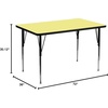 image:imageFlash Furniture 36W x 72L Rectangular Oak Thermal Laminate Activity Table  Standard Height Adjustable LegsYellow