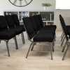 image:imageFlash Furniture 4 Pack HERCULES Series 21W Stacking Church Chair in Black Fabric  Silver Vein FrameBlack FabricSilver Vein Frame