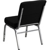 image:imageFlash Furniture 4 Pack HERCULES Series 21W Stacking Church Chair in Black Fabric  Silver Vein FrameBlack FabricSilver Vein Frame