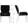 image:imageFlash Furniture 4 Pack HERCULES Series 21W Stacking Church Chair in Black Fabric  Silver Vein FrameBlack FabricSilver Vein Frame