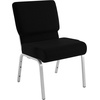 image:imageFlash Furniture 4 Pack HERCULES Series 21W Stacking Church Chair in Black Fabric  Silver Vein FrameBlack FabricSilver Vein Frame