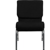 image:imageFlash Furniture 4 Pack HERCULES Series 21W Stacking Church Chair in Black Fabric  Silver Vein FrameBlack FabricSilver Vein Frame