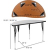 image:imageFlash Furniture 475 Half Circle Wave Collaborative Grey Thermal Laminate Activity Table  Standard Height Adjustable LegsGrey