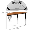 image:imageFlash Furniture 475 Half Circle Wave Collaborative Grey Thermal Laminate Activity Table  Standard Height Adjustable LegsOak