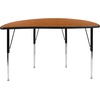 image:imageFlash Furniture 475 Half Circle Wave Collaborative Grey Thermal Laminate Activity Table  Standard Height Adjustable LegsOak