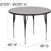 image:imageFlash Furniture 48 Round Oak Thermal Laminate Activity Table  Standard Height Adjustable LegsGrey