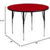 image:imageFlash Furniture 48 Round Oak Thermal Laminate Activity Table  Standard Height Adjustable LegsRed