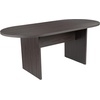 image:imageFlash Furniture 5 Piece Mahogany Oval Conference Table Set with 4 Black and Chrome LeatherSoft Executive ChairsRustic Gray