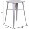 image:imageFlash Furniture Aaron Commercial Grade 2375 Square Black Metal IndoorOutdoor Bar Height TableSilver