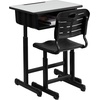 image:imageFlash Furniture Adjustable Student Desk and Chair Set for Classrooms or Remote Learning Adjustable School Desk with Chair and Book Box GrayBlackSet of 3
