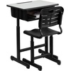 image:imageFlash Furniture Adjustable Student Desk and Chair Set for Classrooms or Remote Learning Adjustable School Desk with Chair and Book Box GrayBlackSet of 1