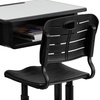 image:imageFlash Furniture Adjustable Student Desk and Chair Set for Classrooms or Remote Learning Adjustable School Desk with Chair and Book Box GrayBlackSet of 3