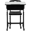 image:imageFlash Furniture Adjustable Student Desk and Chair Set for Classrooms or Remote Learning Adjustable School Desk with Chair and Book Box GrayBlackSet of 1