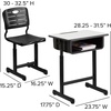 image:imageFlash Furniture Adjustable Student Desk and Chair Set for Classrooms or Remote Learning Adjustable School Desk with Chair and Book Box GrayBlackSet of 3