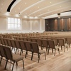 image:imageFlash Furniture Advantage Navy Church Chairs 185 in WideMixed Tan FabricGold Vein Frame