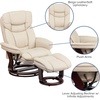 image:imageFlash Furniture Allie LeatherSoft Upholstered Recliner with Footrest Arms and Headrest Padded Swivel Recliner Chair and Ottoman Set PaliminoBeige