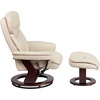 image:imageFlash Furniture Allie LeatherSoft Upholstered Recliner with Footrest Arms and Headrest Padded Swivel Recliner Chair and Ottoman Set PaliminoBeige