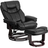 image:imageFlash Furniture Allie LeatherSoft Upholstered Recliner with Footrest Arms and Headrest Padded Swivel Recliner Chair and Ottoman Set PaliminoBlack