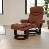 image:imageFlash Furniture Allie LeatherSoft Upholstered Recliner with Footrest Arms and Headrest Padded Swivel Recliner Chair and Ottoman Set PaliminoBrown Vintage