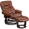 image:imageFlash Furniture Allie LeatherSoft Upholstered Recliner with Footrest Arms and Headrest Padded Swivel Recliner Chair and Ottoman Set PaliminoBrown Vintage