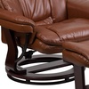 image:imageFlash Furniture Allie LeatherSoft Upholstered Recliner with Footrest Arms and Headrest Padded Swivel Recliner Chair and Ottoman Set PaliminoBrown Vintage