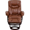 image:imageFlash Furniture Allie LeatherSoft Upholstered Recliner with Footrest Arms and Headrest Padded Swivel Recliner Chair and Ottoman Set PaliminoBrown Vintage