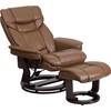 image:imageFlash Furniture Allie LeatherSoft Upholstered Recliner with Footrest Arms and Headrest Padded Swivel Recliner Chair and Ottoman Set PaliminoPalimino