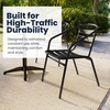 image:imageFlash Furniture Aluminum 5Piece Patio Dining Set with Square Table and 4 Slat Back Chairs IndoorOutdoor Bistro Table and Chairs Set SilverBlack