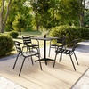 image:imageFlash Furniture Aluminum 5Piece Patio Dining Set with Square Table and 4 Slat Back Chairs IndoorOutdoor Bistro Table and Chairs Set SilverBlack