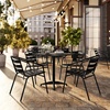 image:imageFlash Furniture Aluminum 5Piece Patio Dining Set with Square Table and 4 Slat Back Chairs IndoorOutdoor Bistro Table and Chairs Set SilverBlack