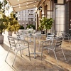 image:imageFlash Furniture Aluminum 5Piece Patio Dining Set with Square Table and 4 Slat Back Chairs IndoorOutdoor Bistro Table and Chairs Set SilverMulti Color